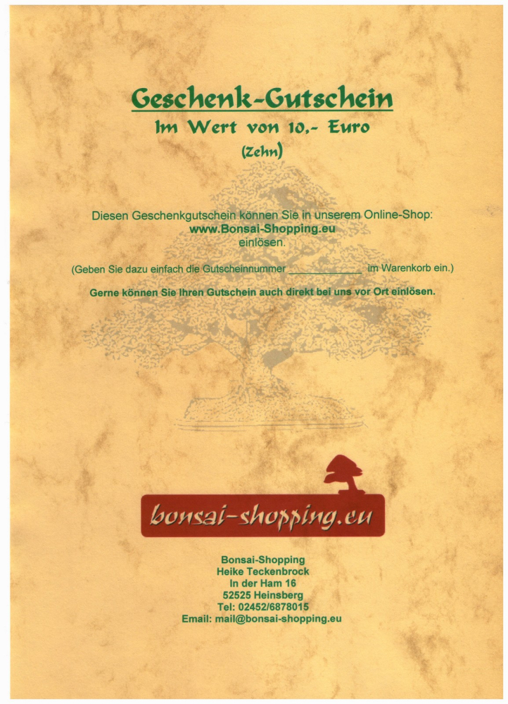 Geschenk-Gutschein  10,- Euro