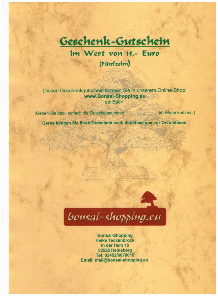 Geschenk-Gutschein  15,- Euro