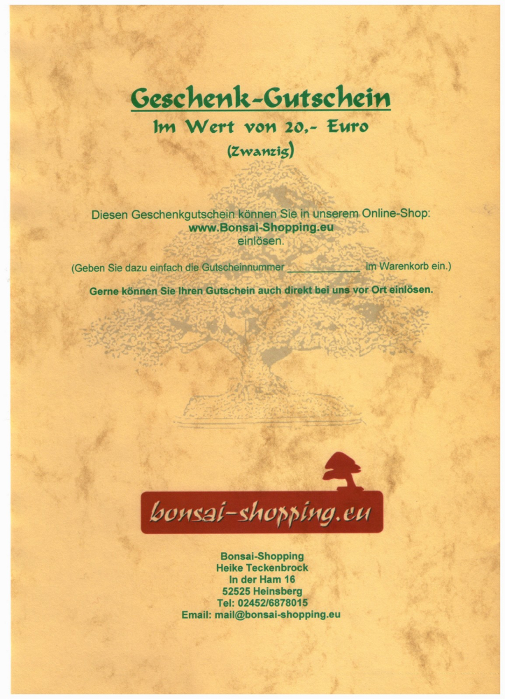 Geschenk-Gutschein  20,- Euro