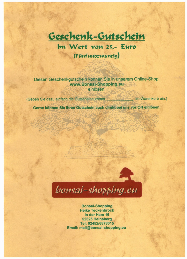 Geschenk-Gutschein  25,- Euro