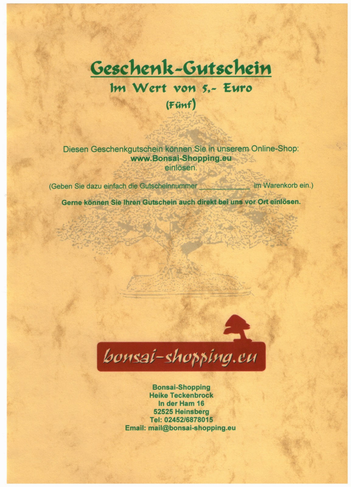 Geschenk-Gutschein  5,- Euro