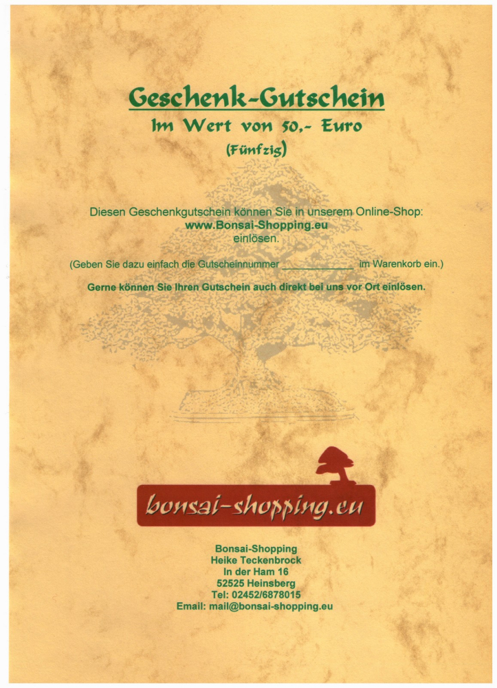 Geschenk-Gutschein  50,- Euro