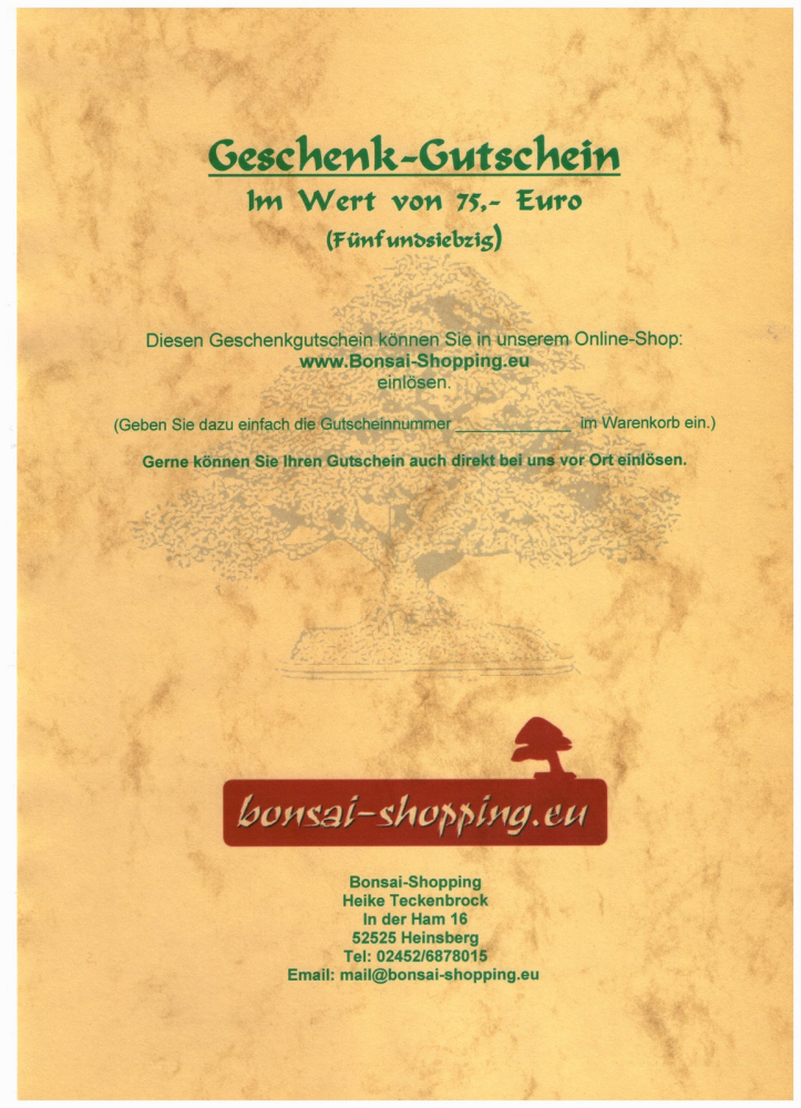 Geschenk-Gutschein  75,- Euro