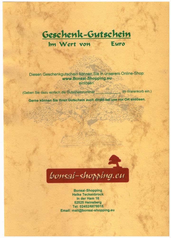 Geschenk-Gutschein - Wert nach Wunsch