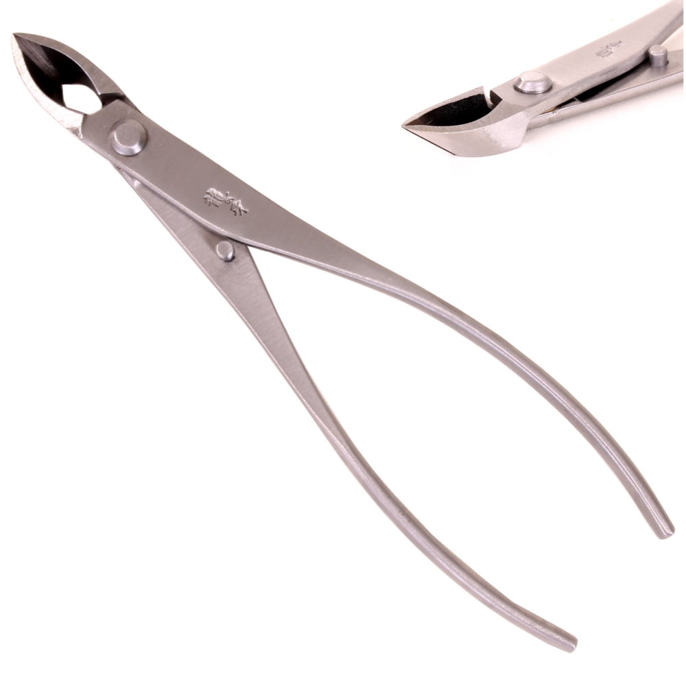 Bonsai Schmale Konkavzange 185 mm, Ryuga Edelstahl in Japanqualität