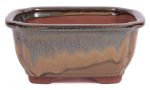 Bonsai - Schale eckig 16 x 12.5 x 7.5 cm , beige / grünblau  22137