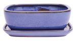 Bonsai - Schale eckig 26 x 20.5 x 9.5 cm mit Untersetzer  blau 31128