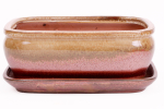 Bonsai - Schale eckig 26 x 21 x 10 cm , beige / kupfer , mit Untersetzer 31133