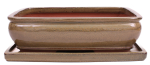 Bonsai - Schale eckig 38 x 30 x 11 cm hellbraun mit Untersetzer 41122