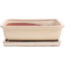 Bonsai - Schale eckig 31 x 23,5 x 9,5 cm, cremefarben, mit Untersetzer 41912