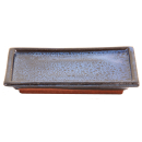 Bonsai - Untersetzer eckig 14.5 x 9.5 (innen 12.5 x 7.5) cm blau Keramik 53357